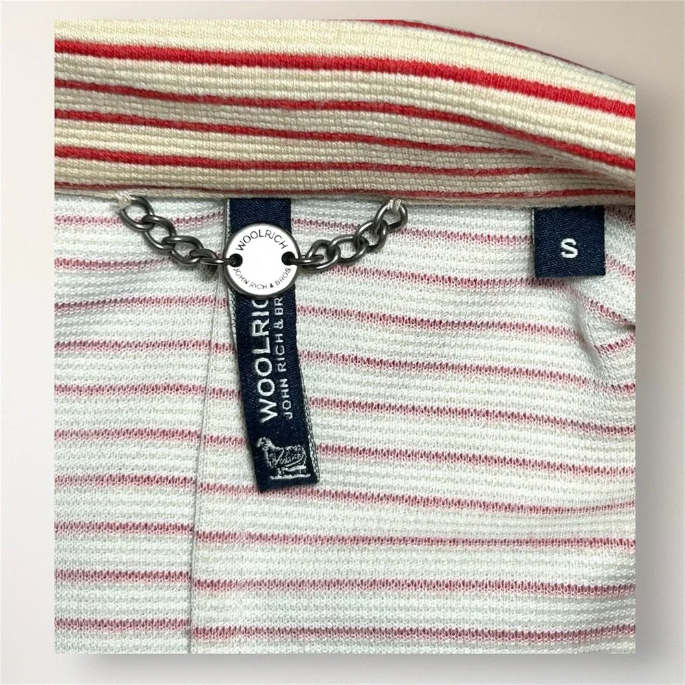 Woolrich Red Cream Stripe Knit‎ Blazer Jacket Cotton Stretch Tailored Casual S